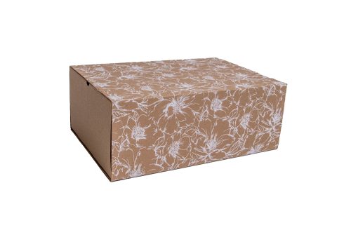 Extra Large Match Box Kraft Flower/White