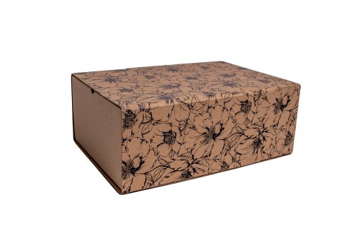 Extra Large Match Box Kraft Flower/Black